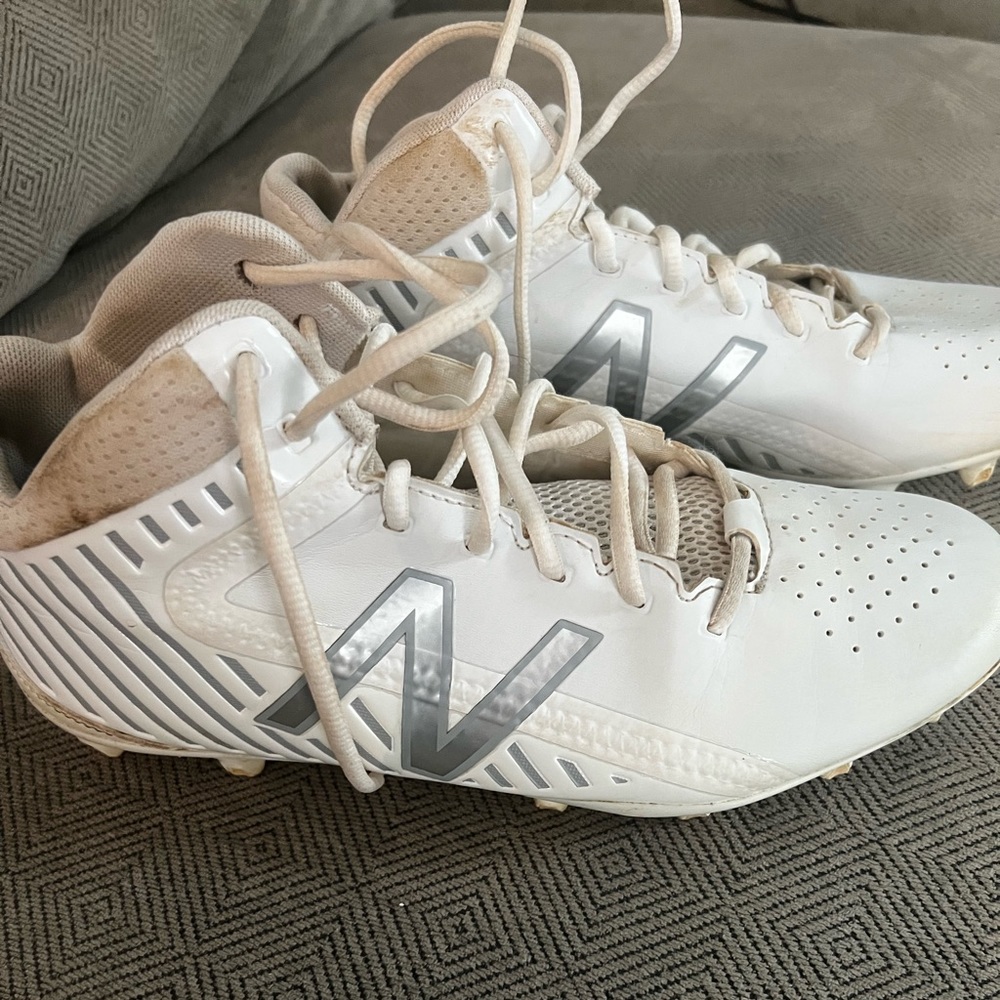 New Balance Men's Rush v1 Lacrosse Speed Shoe, White/Silver, 9 D US